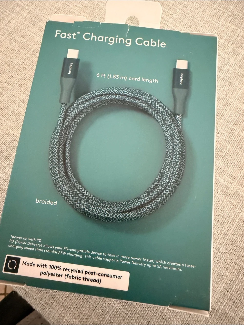 heyday USB-C to USB-C Fast Charging Cable — Teal
